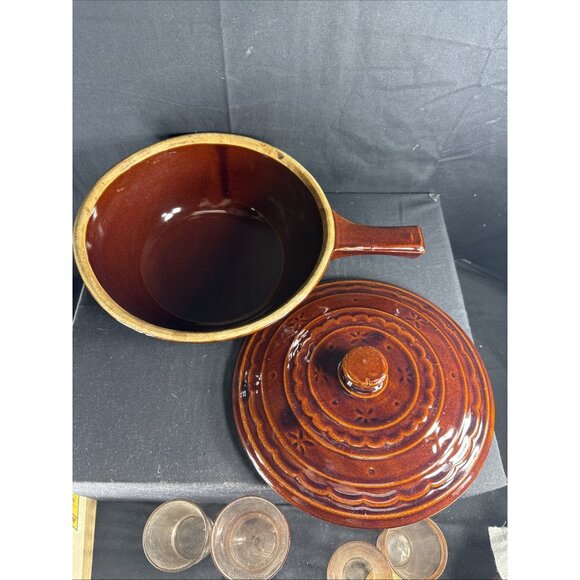 VTG Marcrest Daisy Dot 9" Ovenproof Stoneware Casserole Pot Dish w/ Handle & Lid - Picture 3 of 8